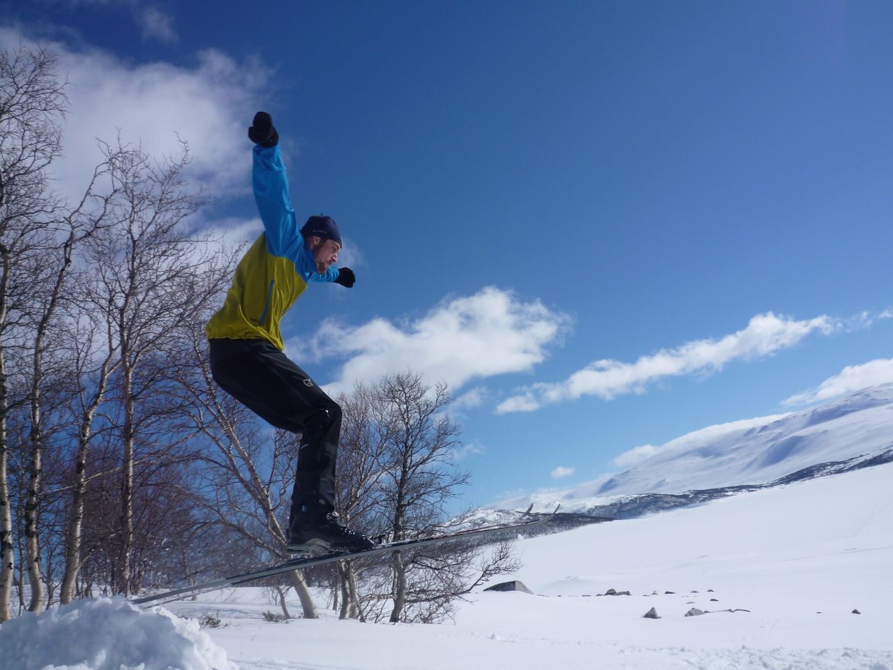 Régis Cahn lors d'un raid à skis en Norvège.