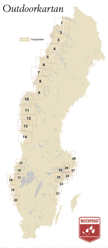 Cartes de randonnée Suède, série Outdoorkartan
