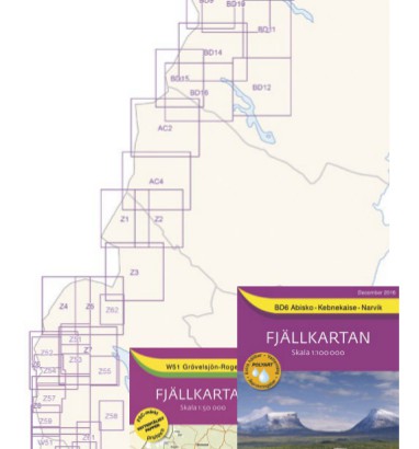 Cartes de randonnées Suède Cartes de randonnée Suède, série Fjallkartan